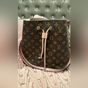 Louis Vuitton Monogram Brown Shoulder Bag with Gold Accents